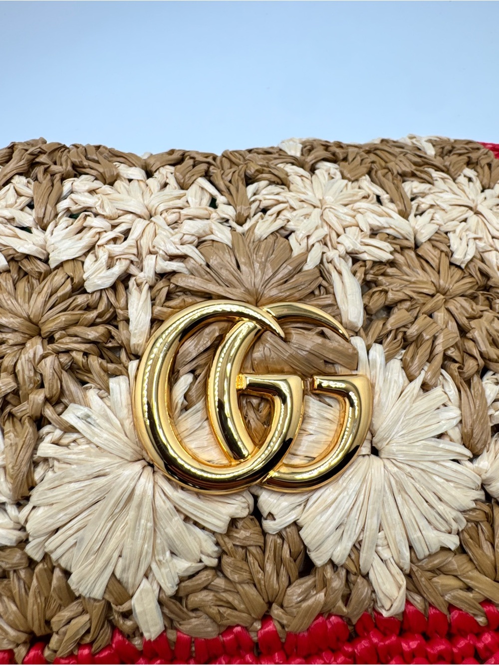 Gucci GG Marmont Flap Raffia Chain Shoulder Bag - Picture 9 of 11